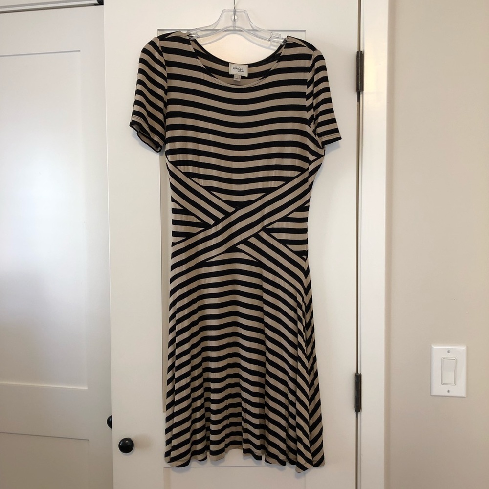 Black & beige striped dress